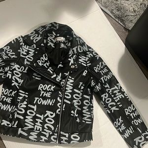 Disney D-Signed Kids Descendant Rock the Town Black Faux Leather Moto Jacket M